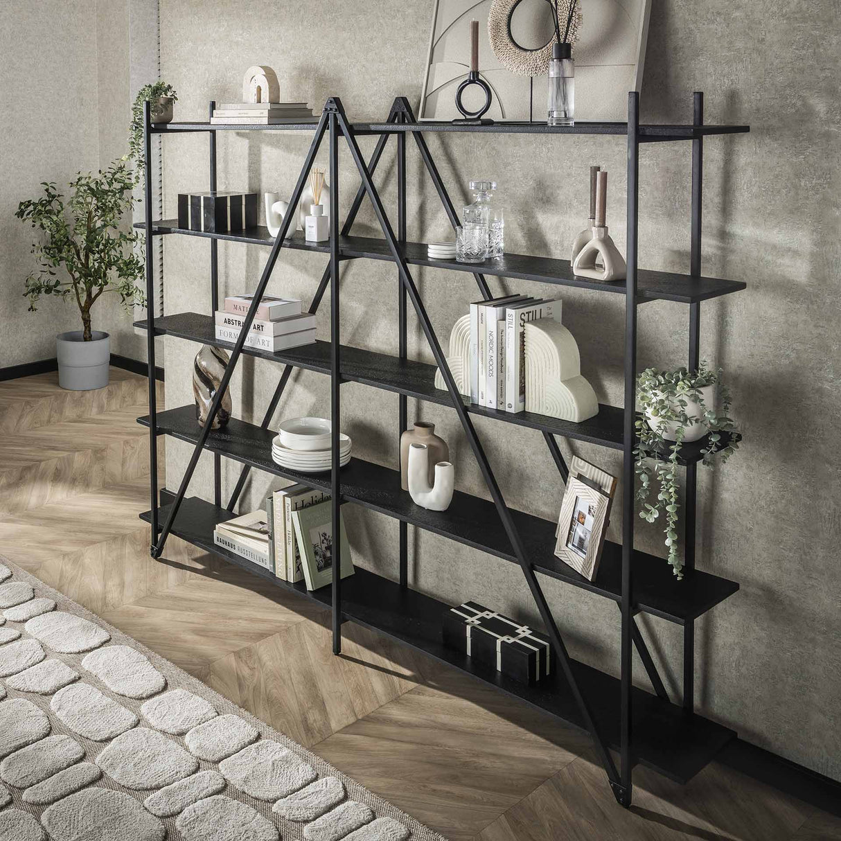 Wandregal Loek 5-lagig Metall Grau 220 cm