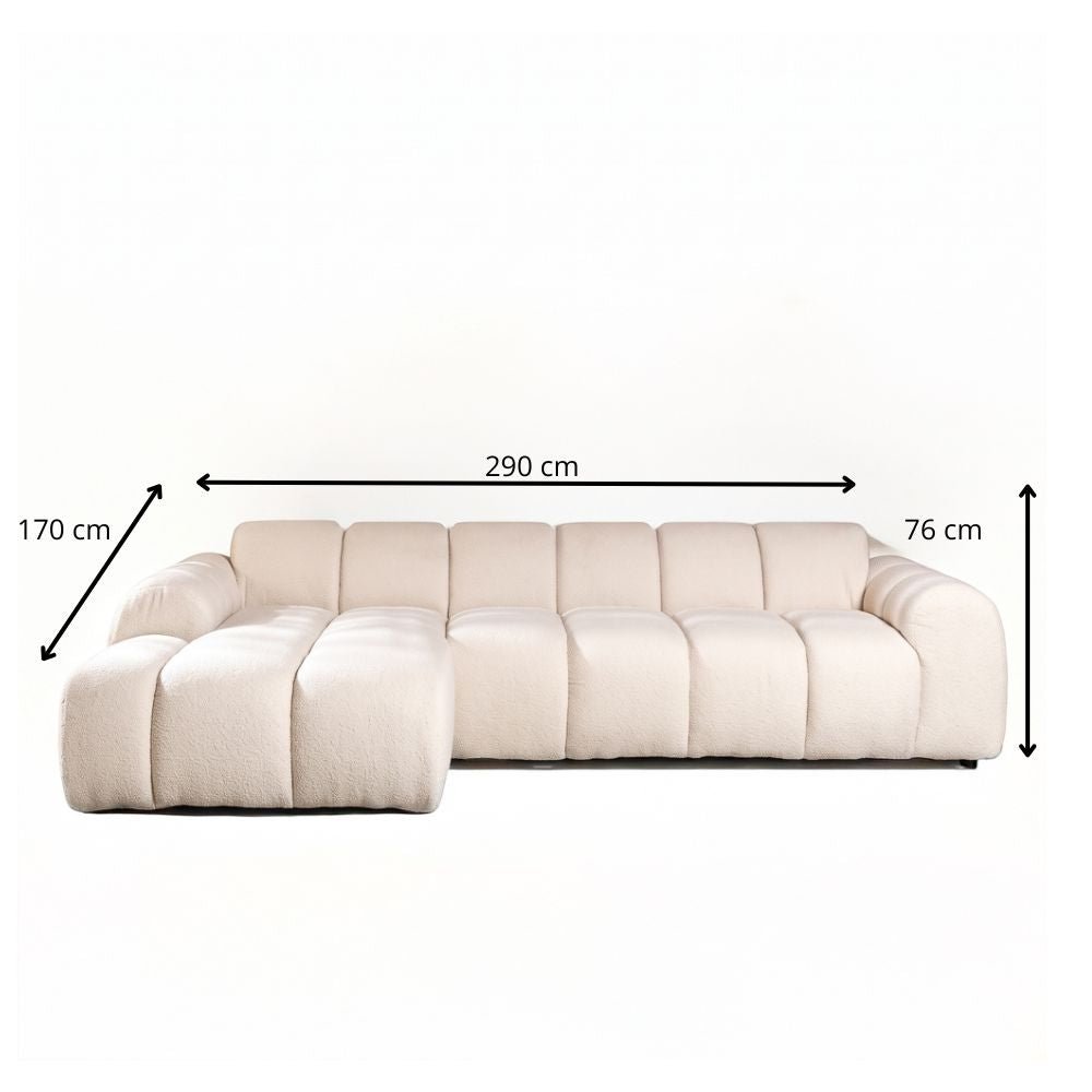 Banken-Ecksofa mit Loungebeige Bouclé Stoff - Streifen - links - Brix -Dimehouse