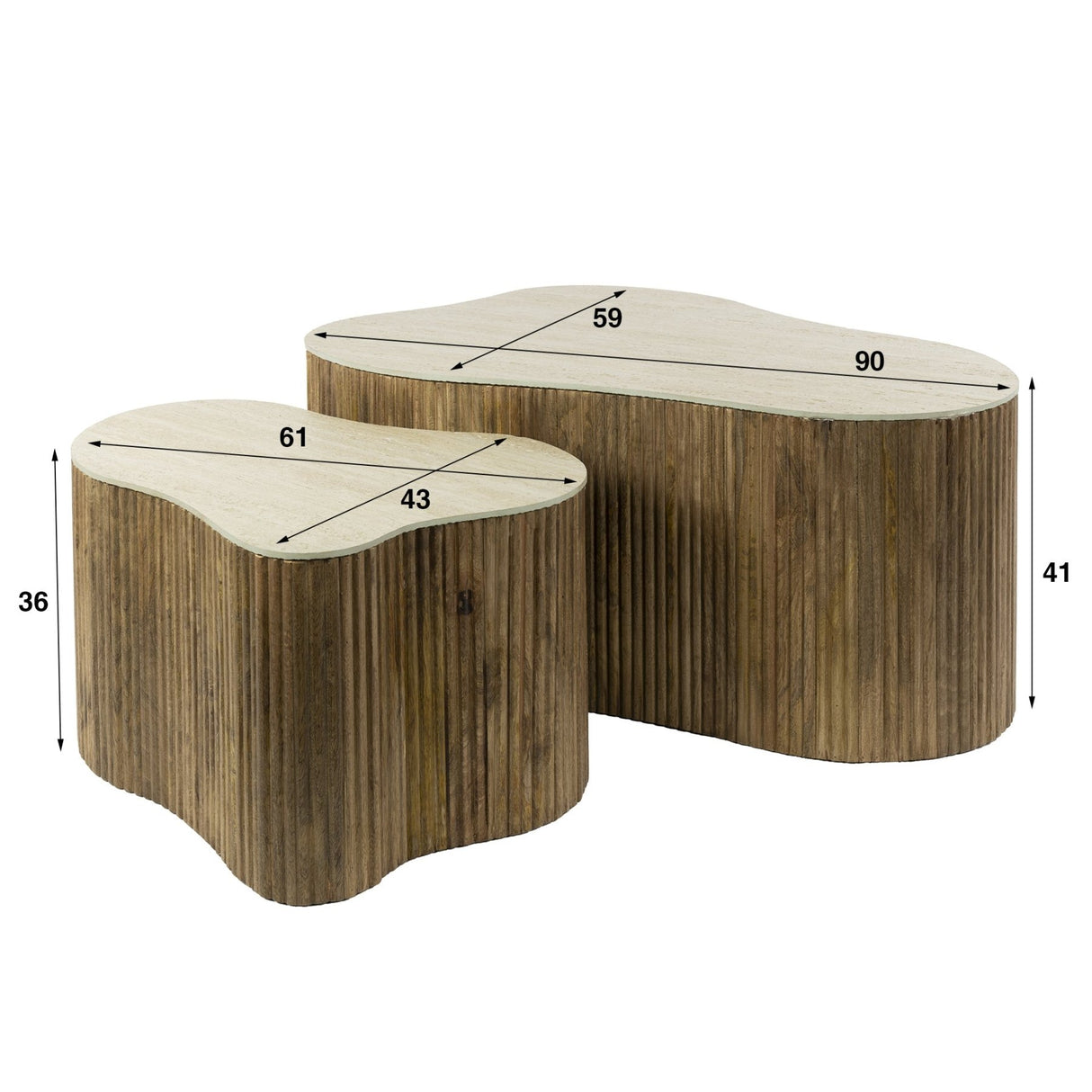 Mango Duo Couchtisch-Set Massiv Sand