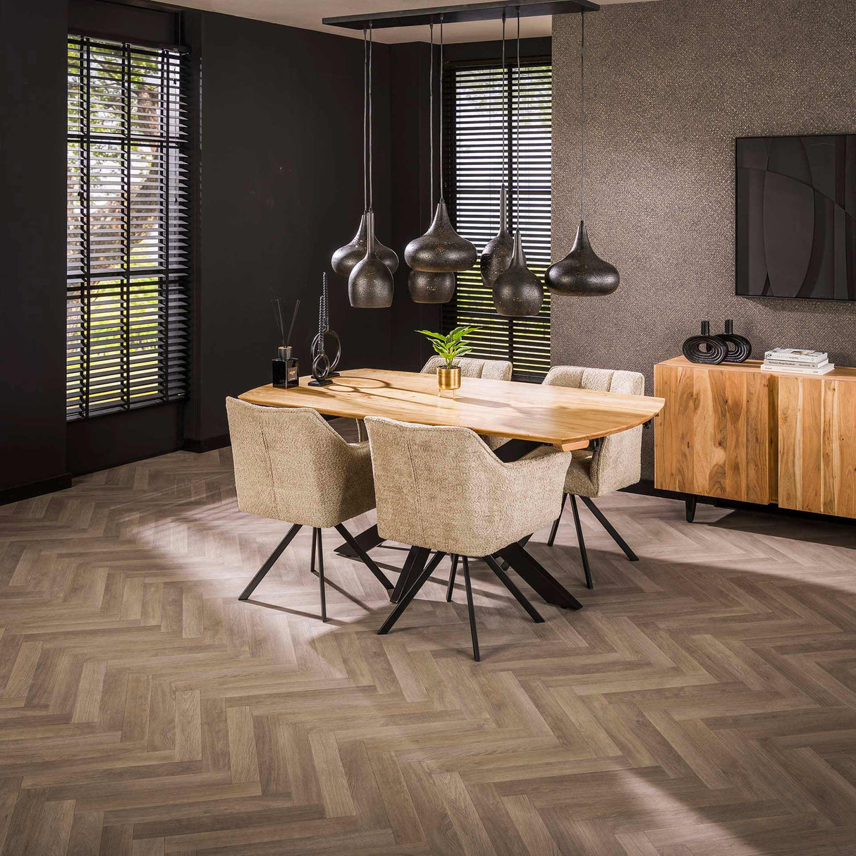 Ausziehbarer Esstisch Mack Dänisch ovaler Akaziahout 175-275x90 cm