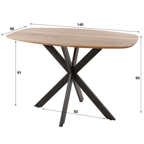 Dänischer ovaler Stehtisch Akazienholz Daisy 140x80 cm Spinnenbein