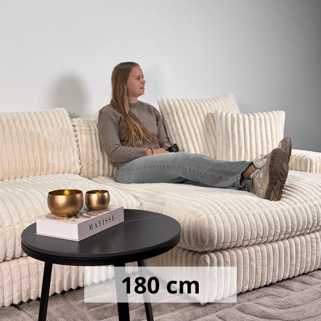 3-Sitzer-Loungesofa Nia aus geripptem Stoff in Beige