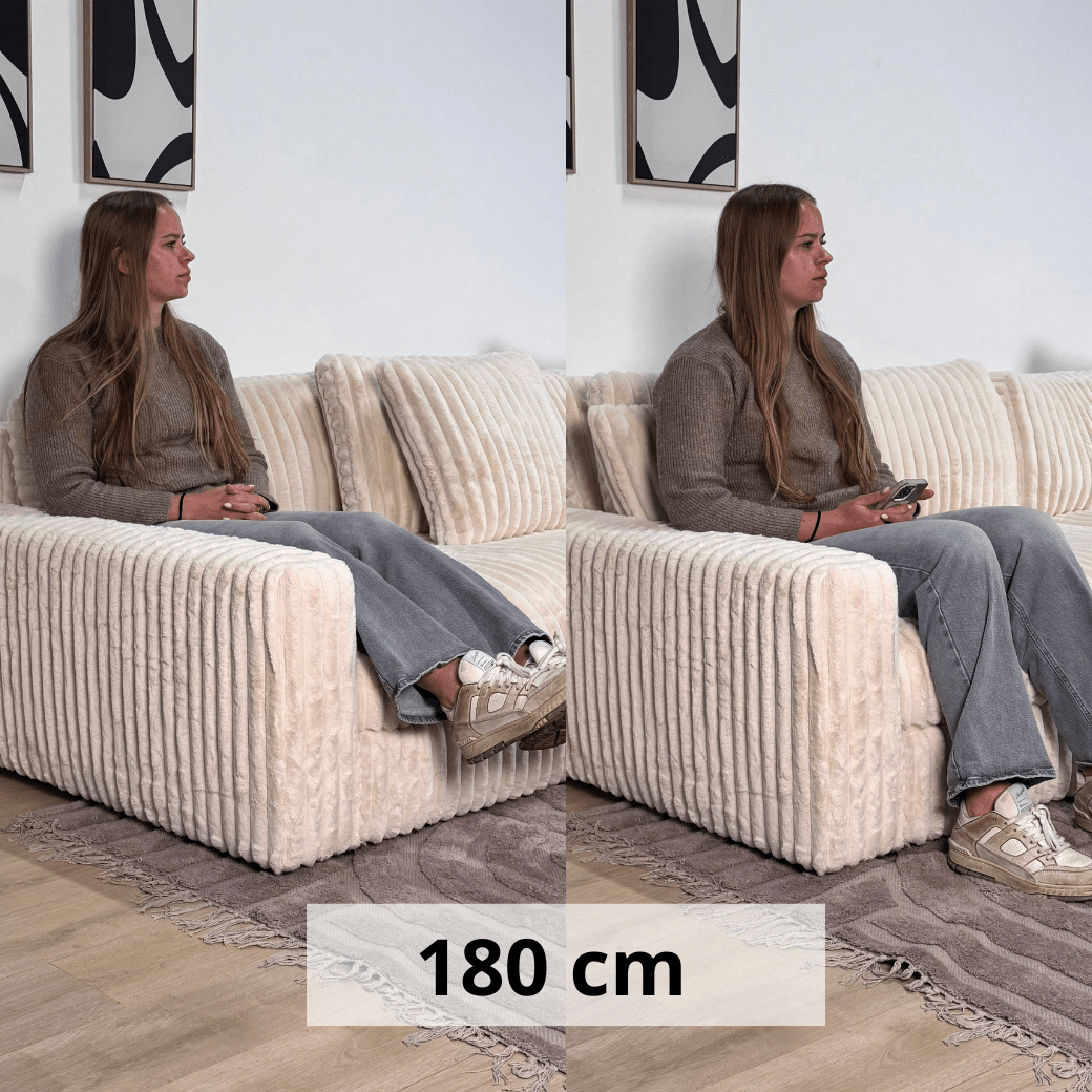 3-Sitzer-Loungesofa Nia aus geripptem Stoff in Beige