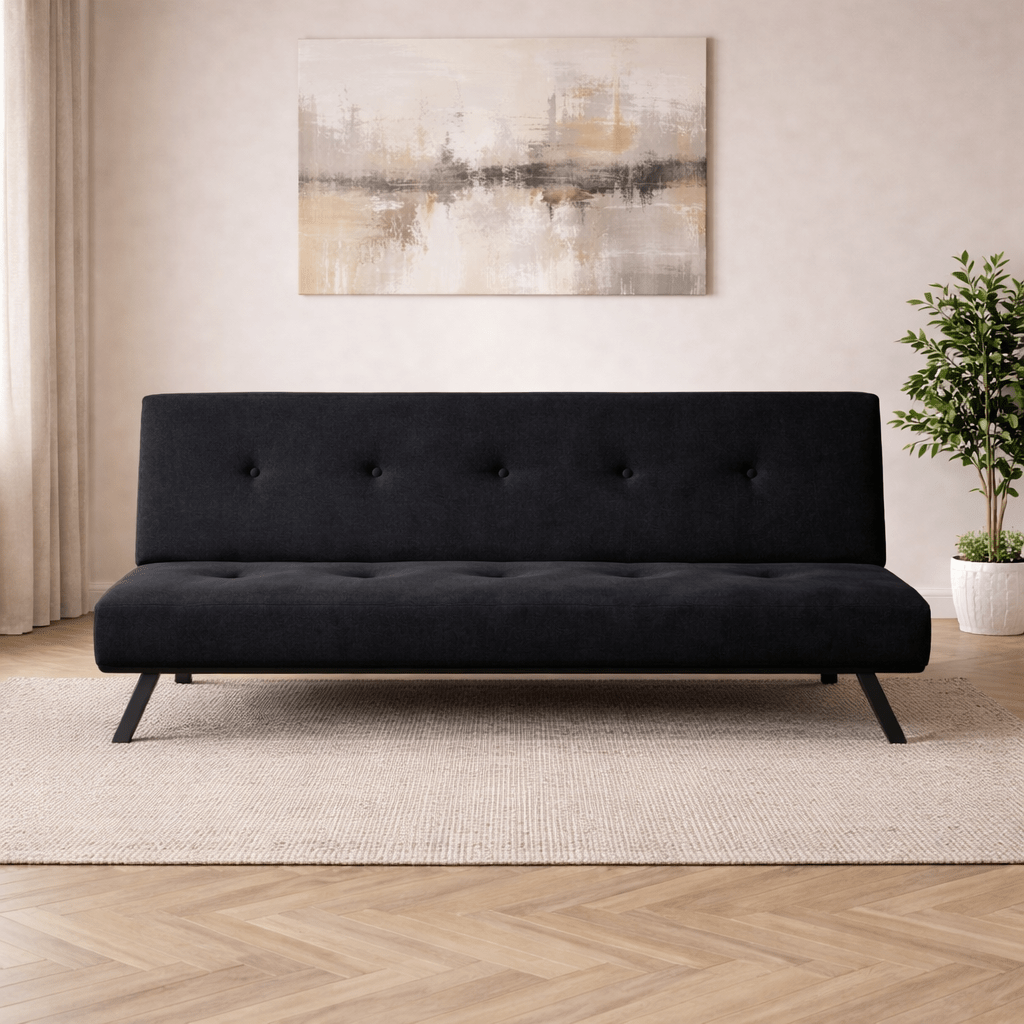 3-Sitzer Schlafsofa Zoly Schwarz Stoff - 180 cm - Ohne Armlehnen - Gepolstert