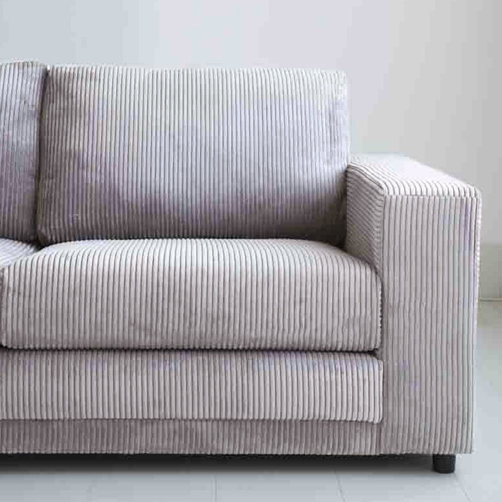 Ecksofa hellgraues Rippstoff-Sofagarnitur Gabi - links