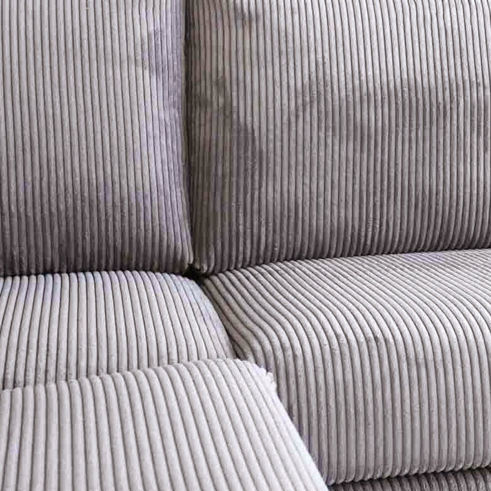 Ecksofa hellgraues Rippstoff-Sofagarnitur Gabi - links