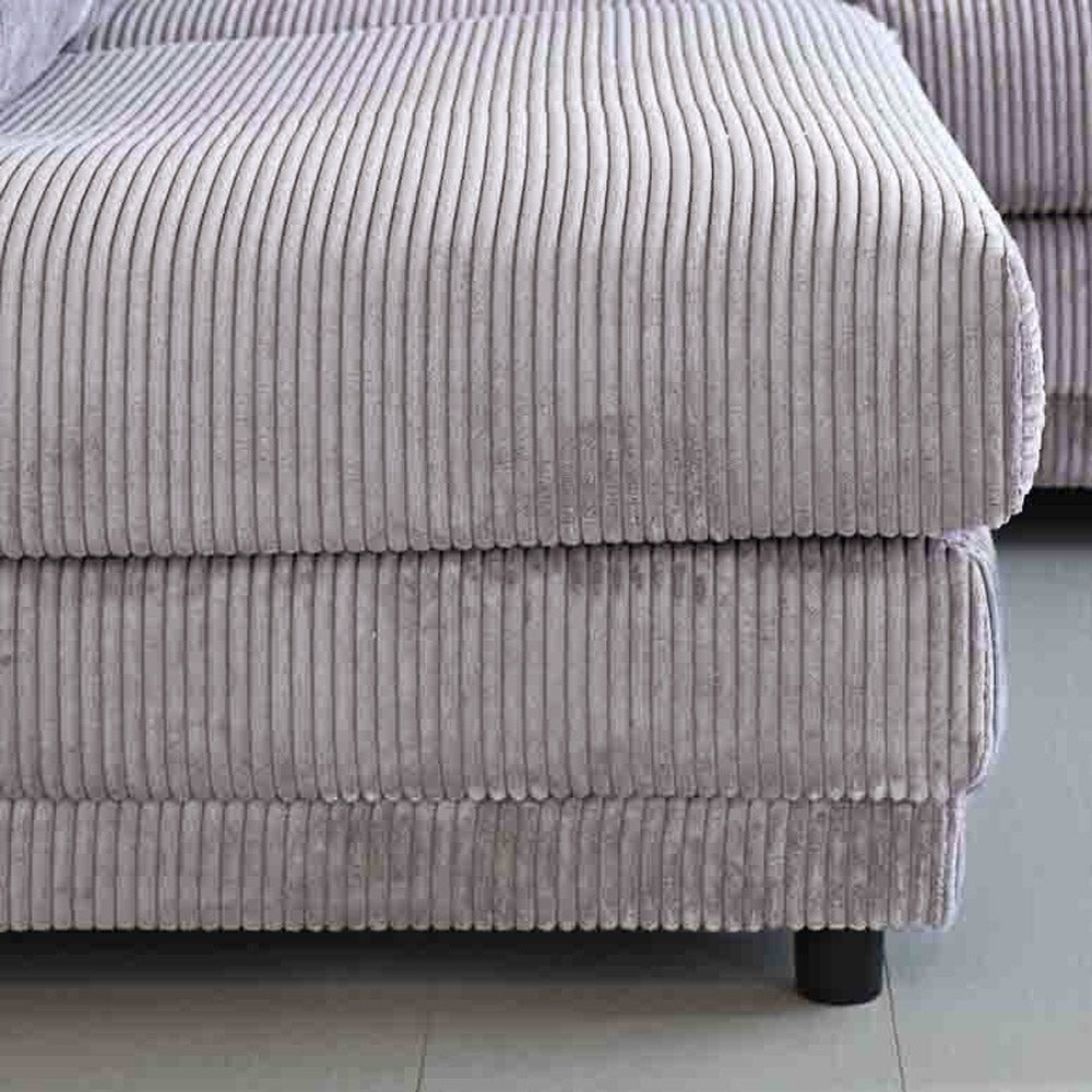 Ecksofa hellgraues Rippstoff-Sofagarnitur Gabi - links