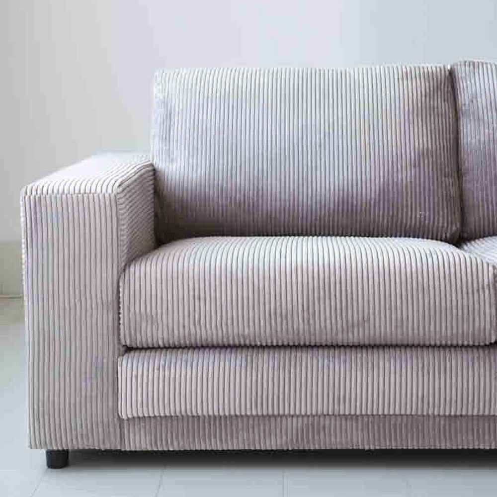 Ecksofa hellgraues Rippstoff-Sofagarnitur Gabi - rechts