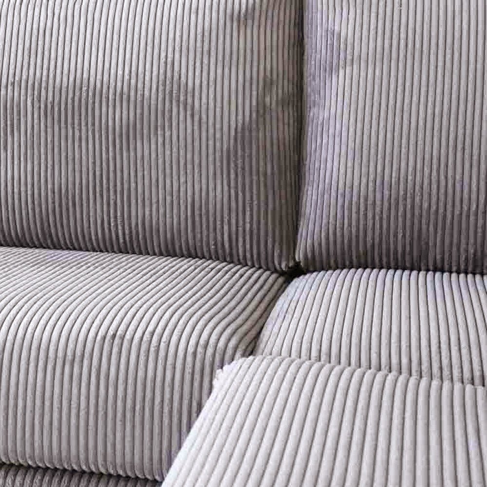 Ecksofa hellgraues Rippstoff-Sofagarnitur Gabi - rechts