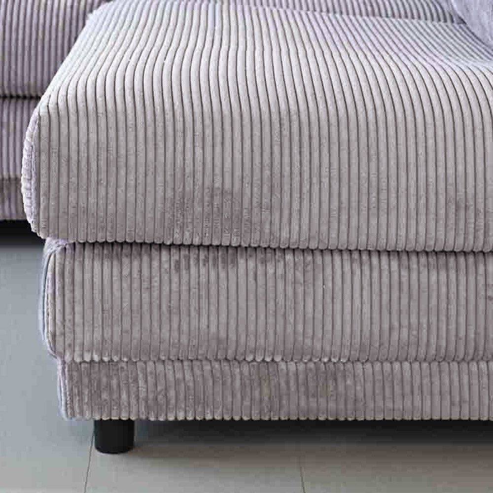 Ecksofa hellgraues Rippstoff-Sofagarnitur Gabi - rechts