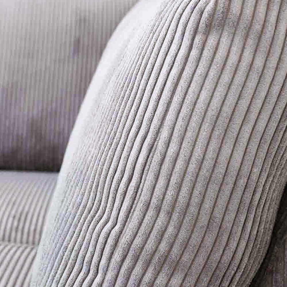 Ecksofa hellgraues Rippstoff-Sofagarnitur Gabi - rechts