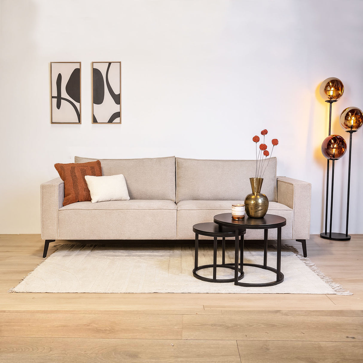 3-Sitzer lose große Rückenkissen grau Chenille Yara