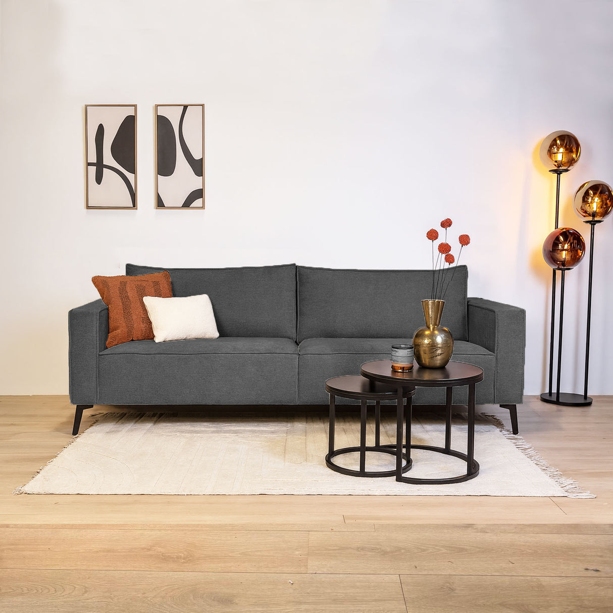 3-Sitzer lose dicke Rückenkissen Anthrazit Chenille Yara