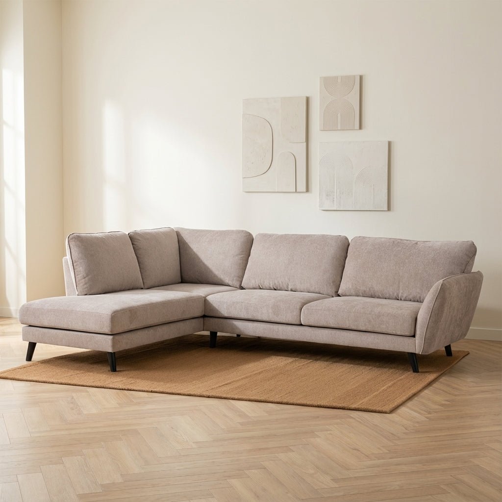 3-zits hoekbank Saga beige sfeerfoto in modern interieur