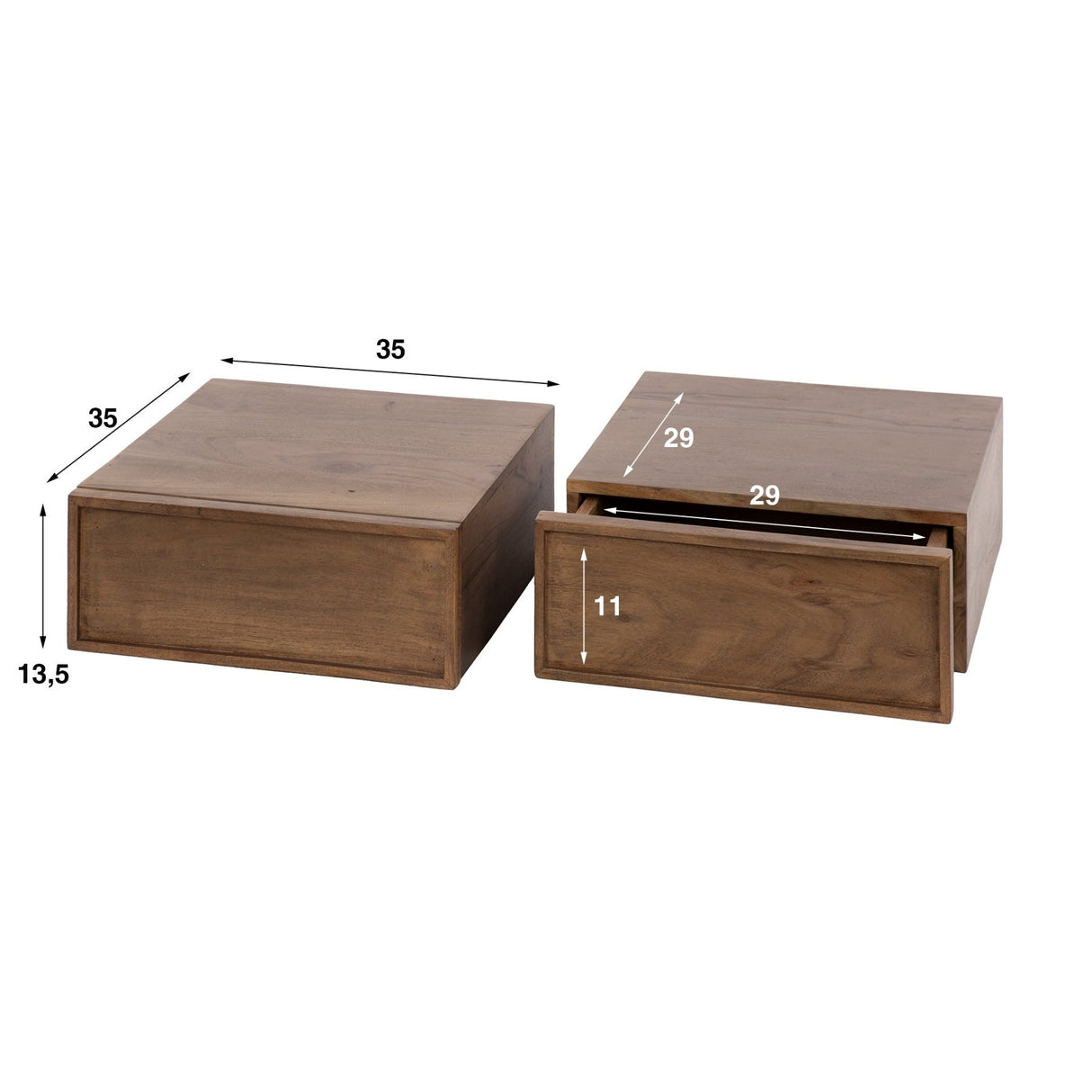 Schwebender Nachttisch Akazie Drift Brown industriell