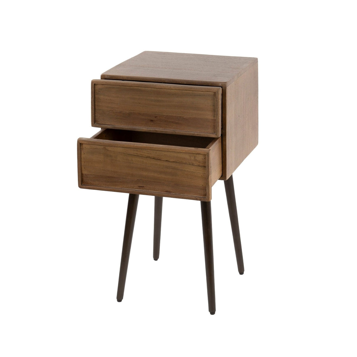 Nachttisch Lio – Acacia Drift Brown – 2 Schubladen