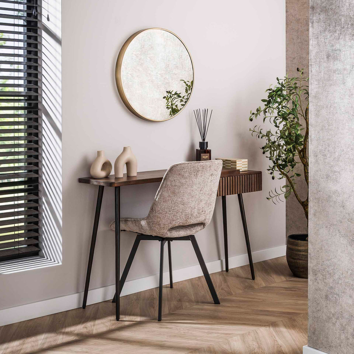 Schminktisch Elin - Massives Akazienholz Drift Brown 120 cm