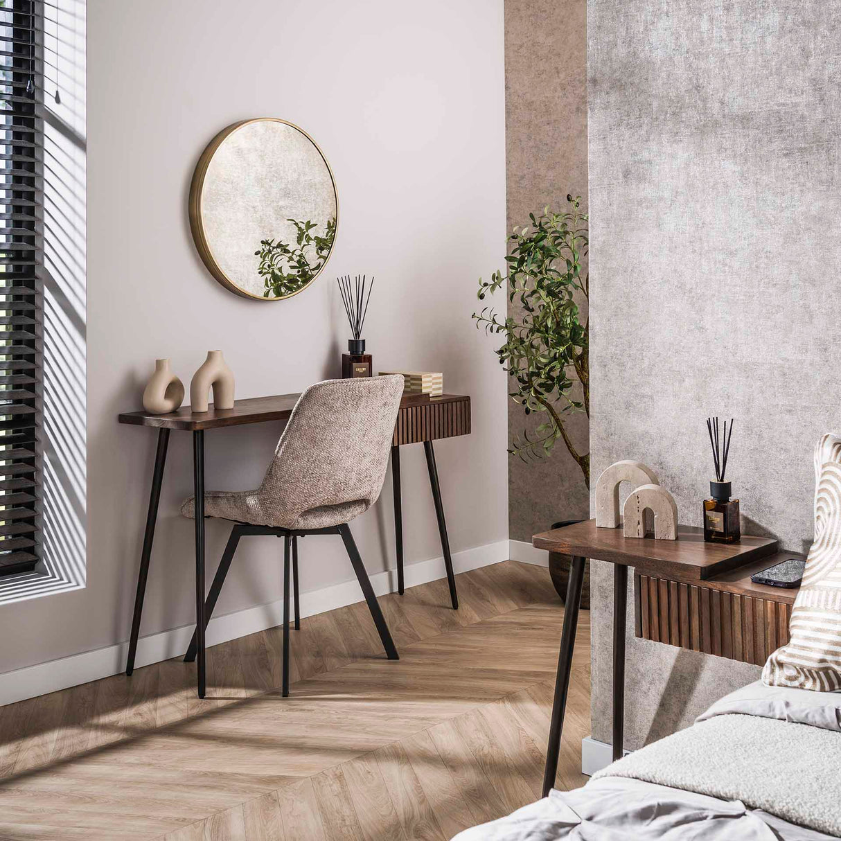 Schminktisch Elin - Massives Akazienholz Drift Brown 120 cm