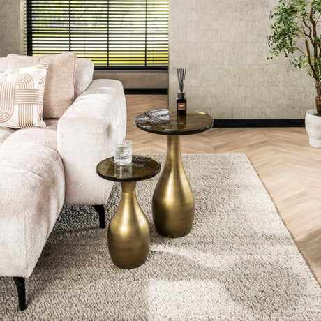 Beistelltisch Tropfen S - Antik Gold - 30x30x45 cm