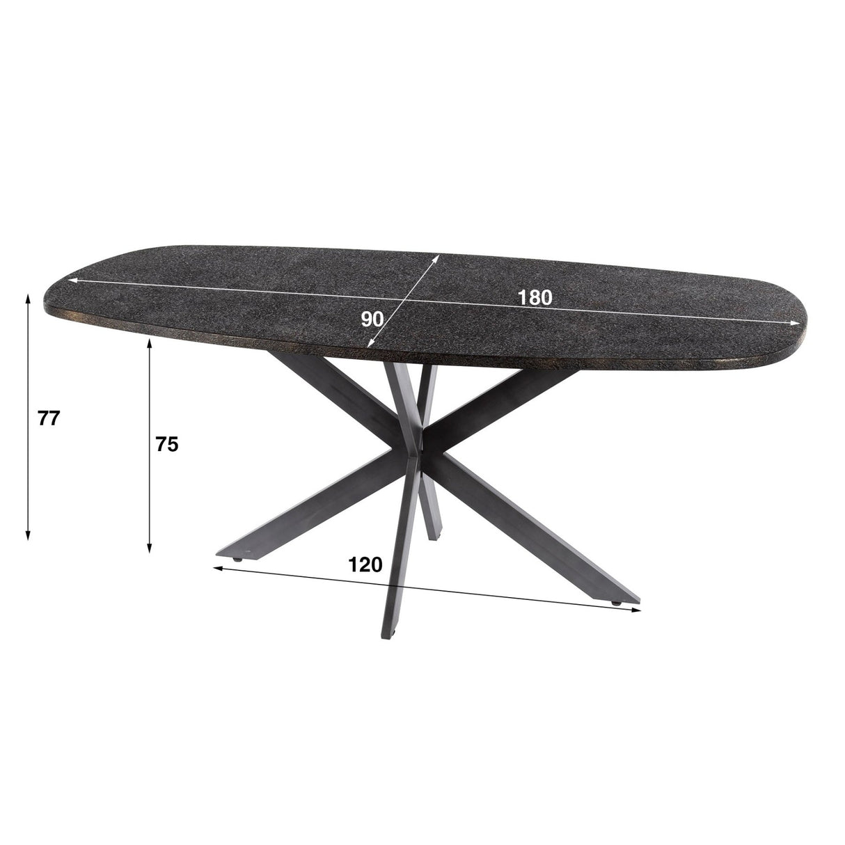 Esstisch Jax Dänisch Oval 180 cm - Grau Metallic
