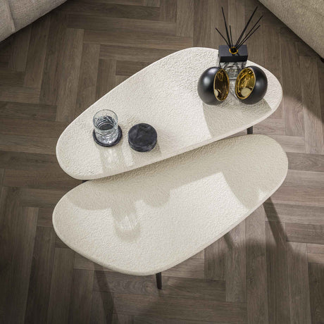 Organisches Couchtischset aus 2 Miya Marmorverbund