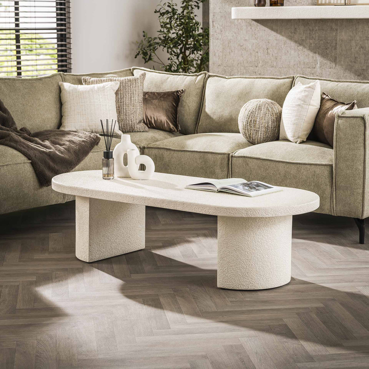 Couchtisch Zina 150 cm Kunstmarmor Weiß