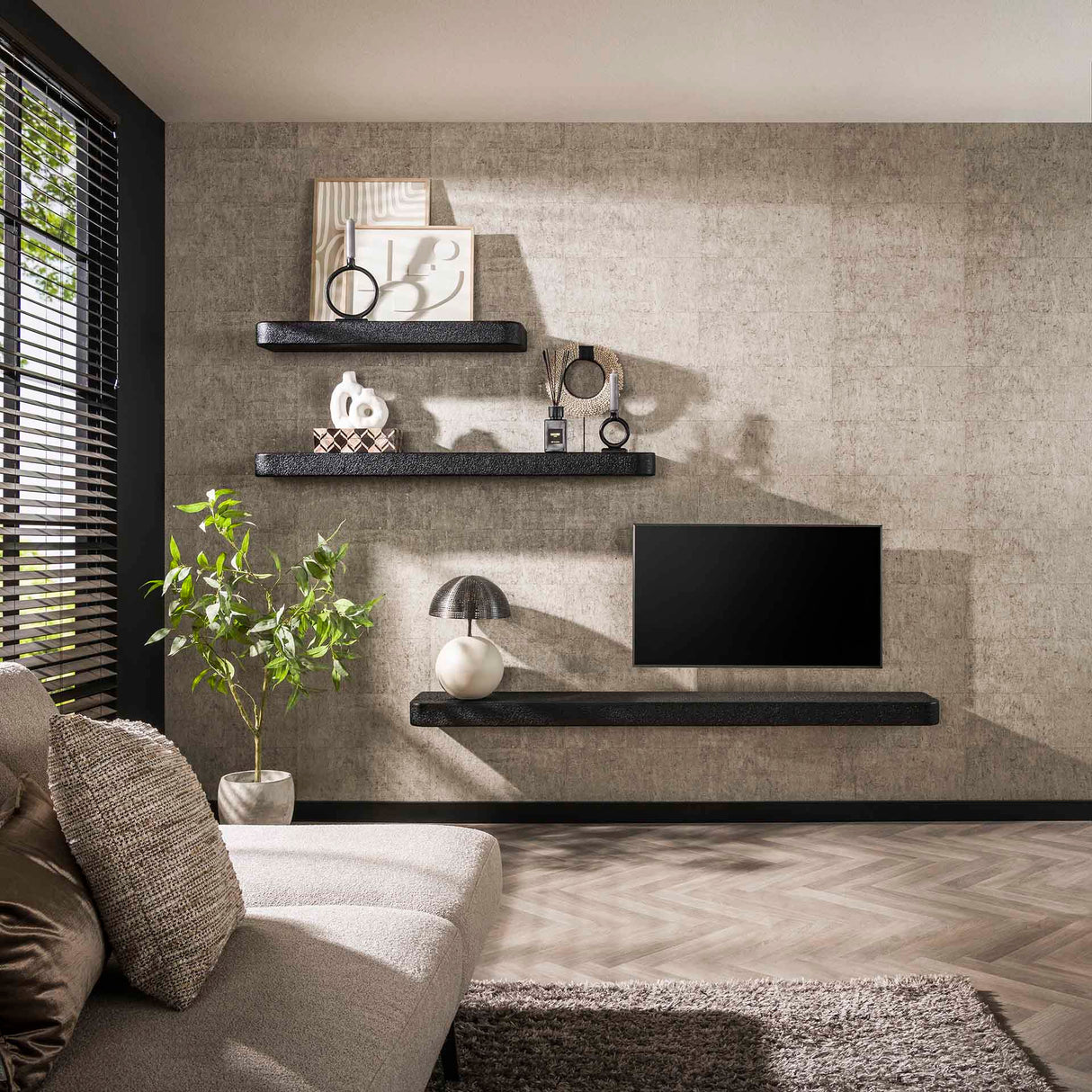 Wandregal 150 cm Metallic Grau Aeris