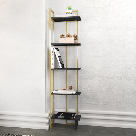 Bücherregal Alice Black Gold Melamin 45.2x180x21.6 cm