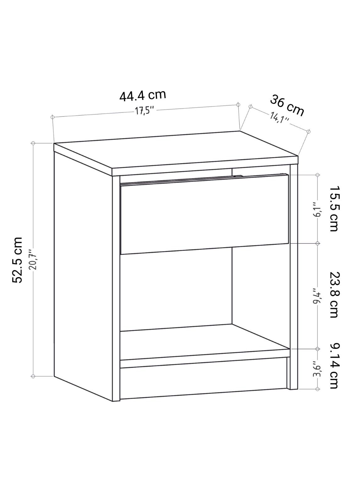 Sheridan Nachttisch weiß 44,6 cm Melaminbeschichteter Holzverbundstoff