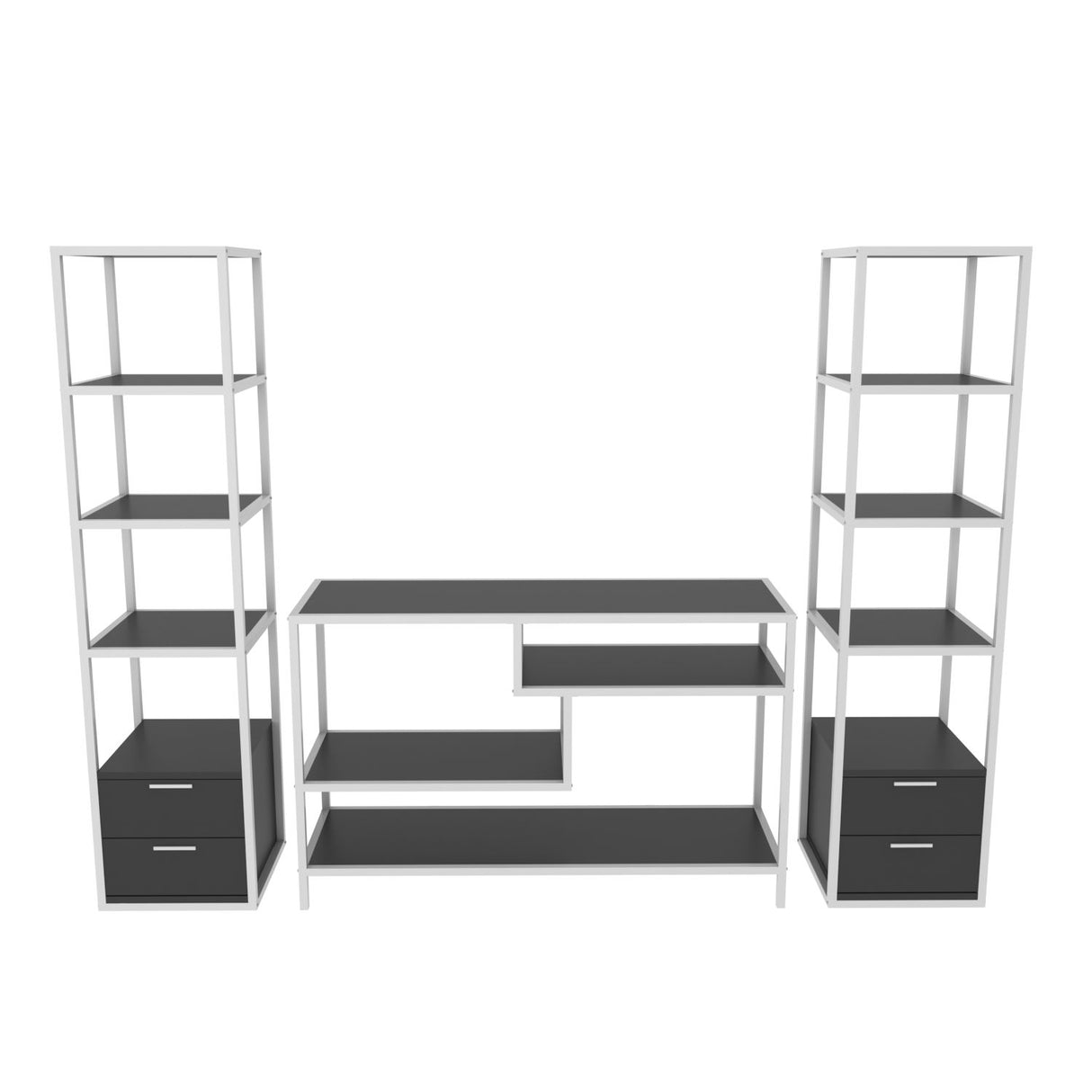 TV -Möbel -Set Robbins weißes Weiß Anthrazit Melamin 198x160x39 cm