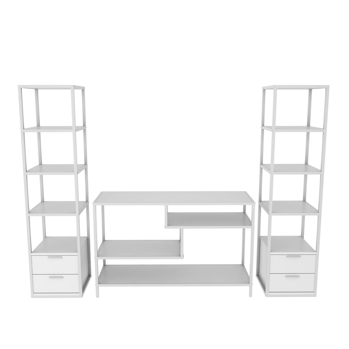 TV -Möbel Set Robbins Weißes weißes Melamin 198x160x39 cm