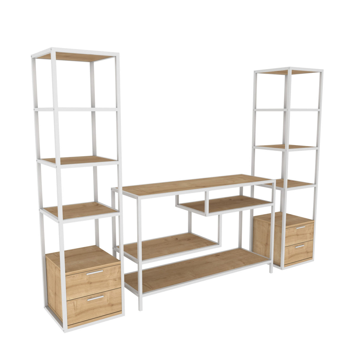 TV -Möbel Set Robbins Weiß weiße Melamin 198x160x39 cm