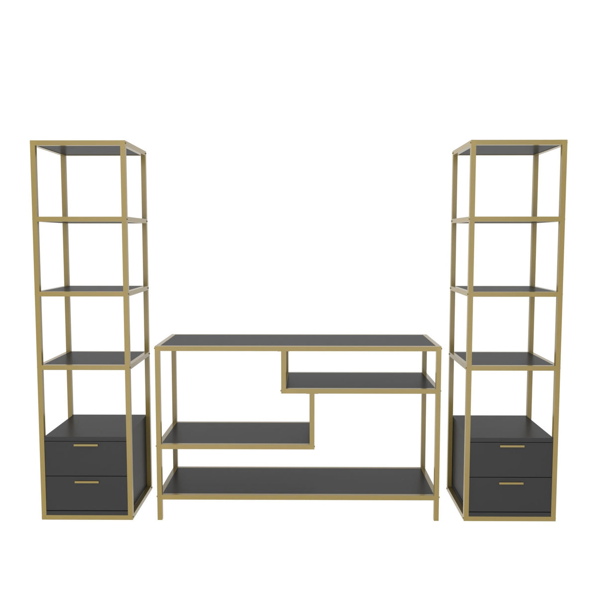 TV -Möbel Set Robbins Gold Gold Anthrazit Melamin 198x160x39 cm