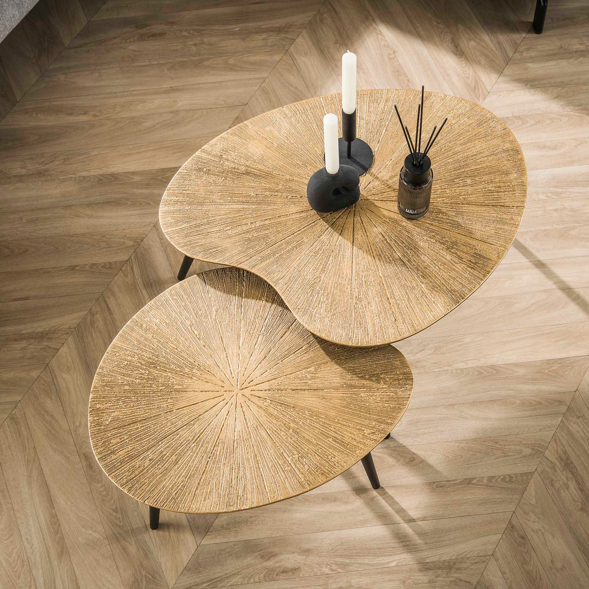 Couchtisch-Set Niere – Metall Antik Gold (2-teilig)