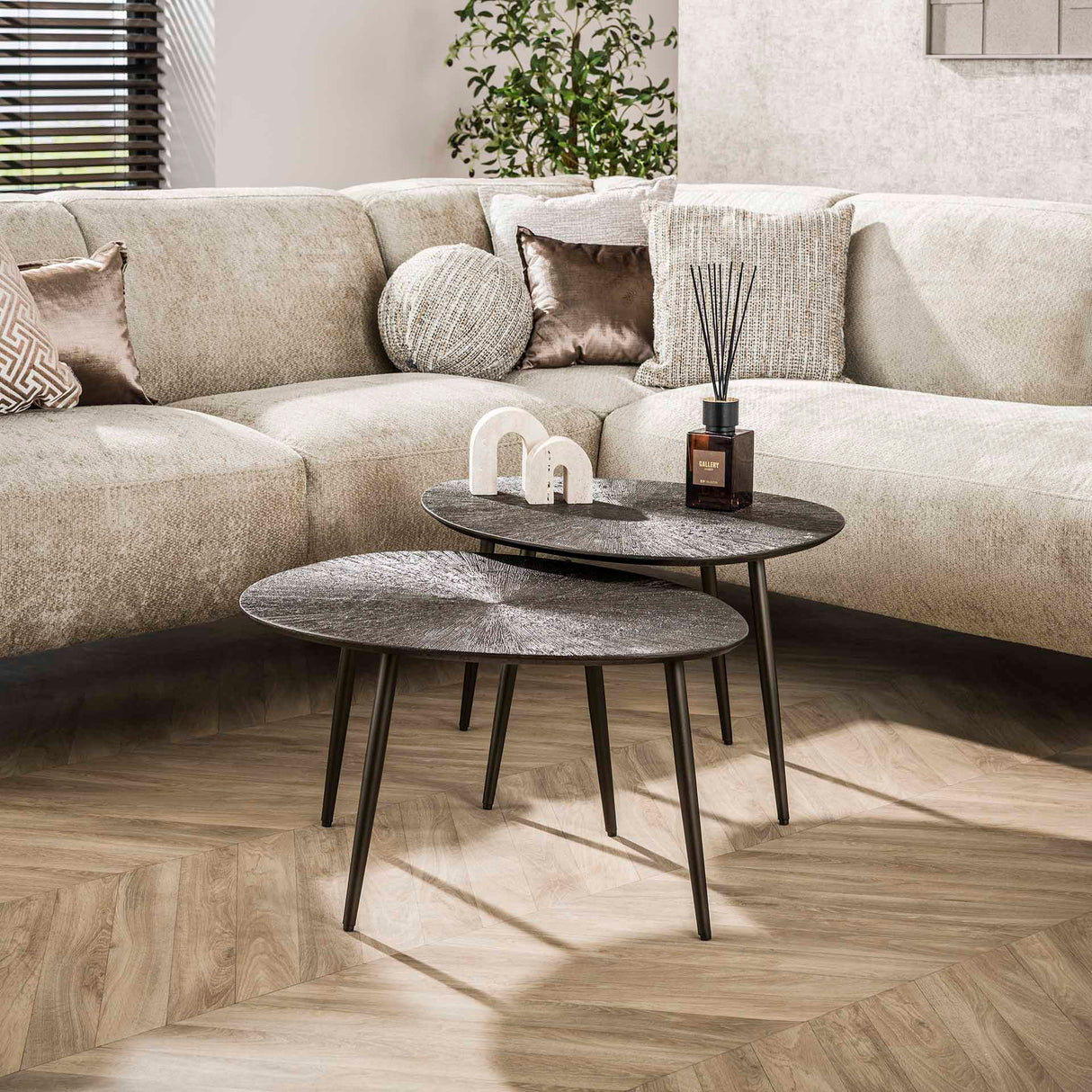 Couchtisch-Set Juno Dunkelbronze Metall - Set von 2