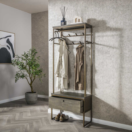 Kleiderschrank Ferre 8-Haken - Mit Hutablage - Metall Antik Bronze