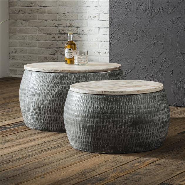 Industrial Couchtisch Set Roxy Mangoholz Stahl