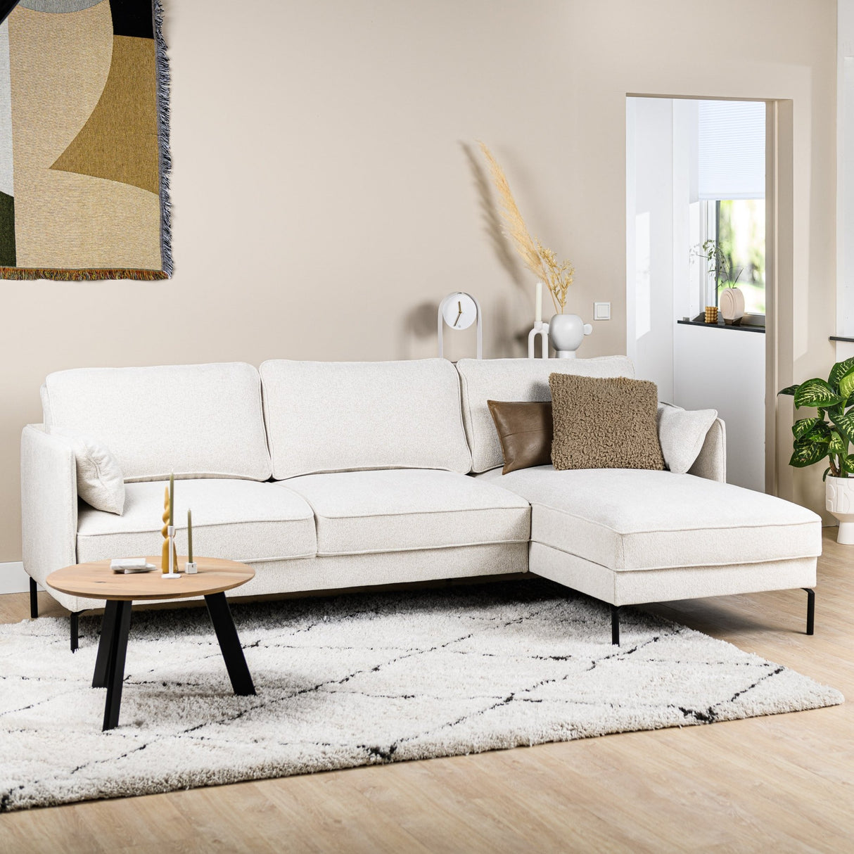 Ecksofa Peppin Stoff Creme - rechts