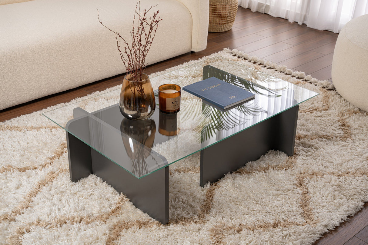 Couchtisch Glas Anthrazit Opal 105x65 cm