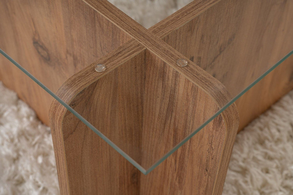 Couchtisch Atlantische Kiefer Melamin Glas Opal 105x65x30 cm