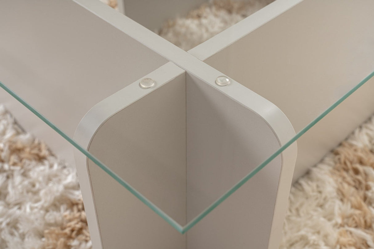 Couchtisch Grau Melamin Glas Opal 105x65x30 cm