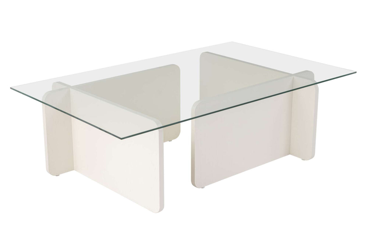 Couchtisch Weiß Melamin Glas Opal 105x65x30 cm
