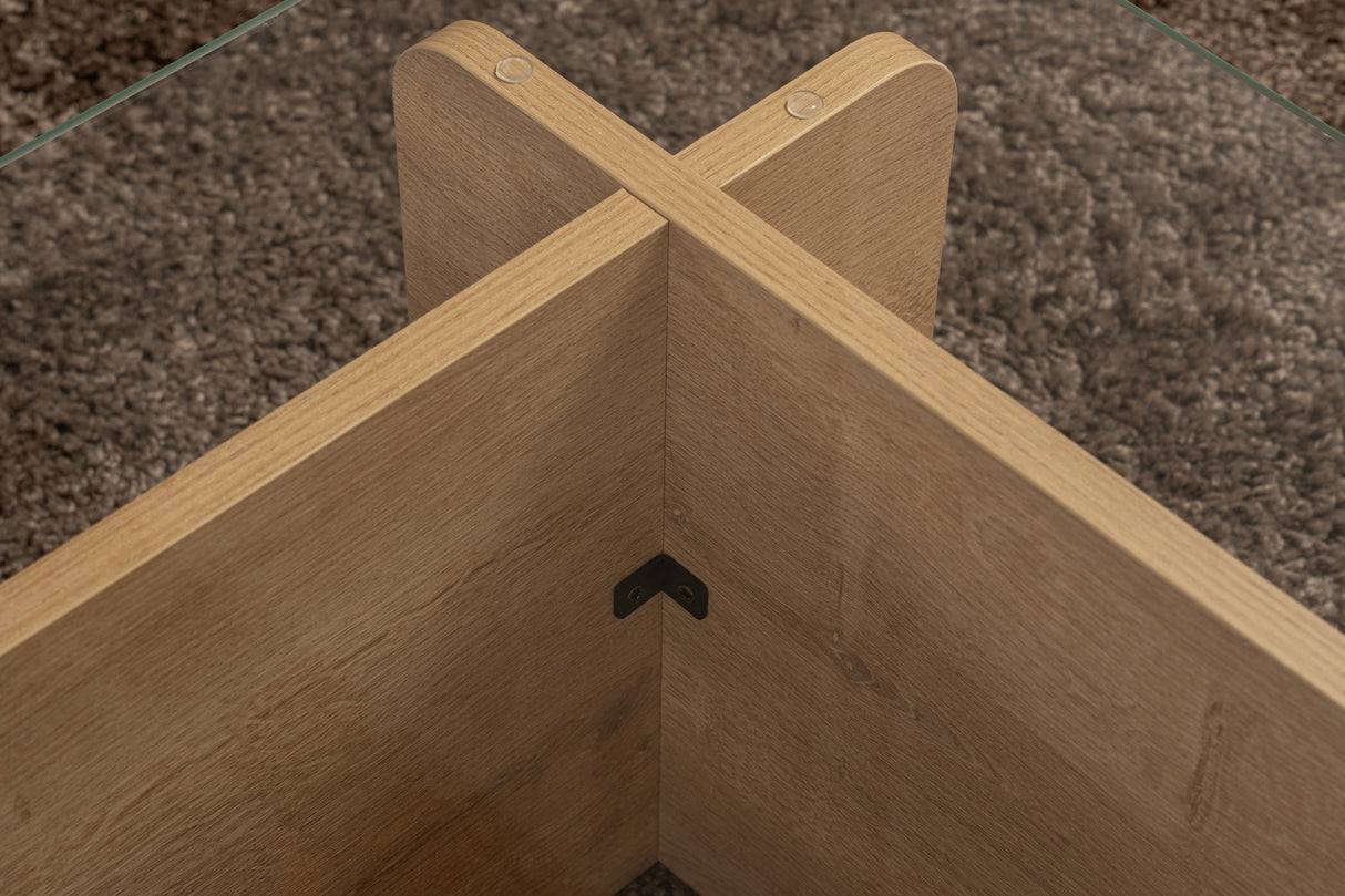 Couchtisch Natur Glas Opal 105x65x30 cm