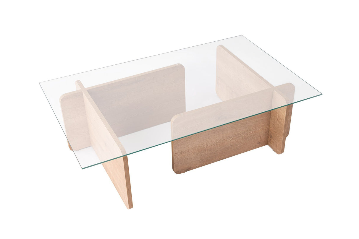 Couchtisch Natur Glas Opal 105x65x30 cm