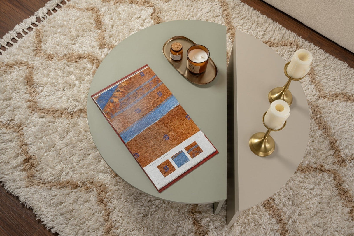 Salontafels - Ronde Salontafel As Groen Melamine 90 cm Orin - Dimehouse