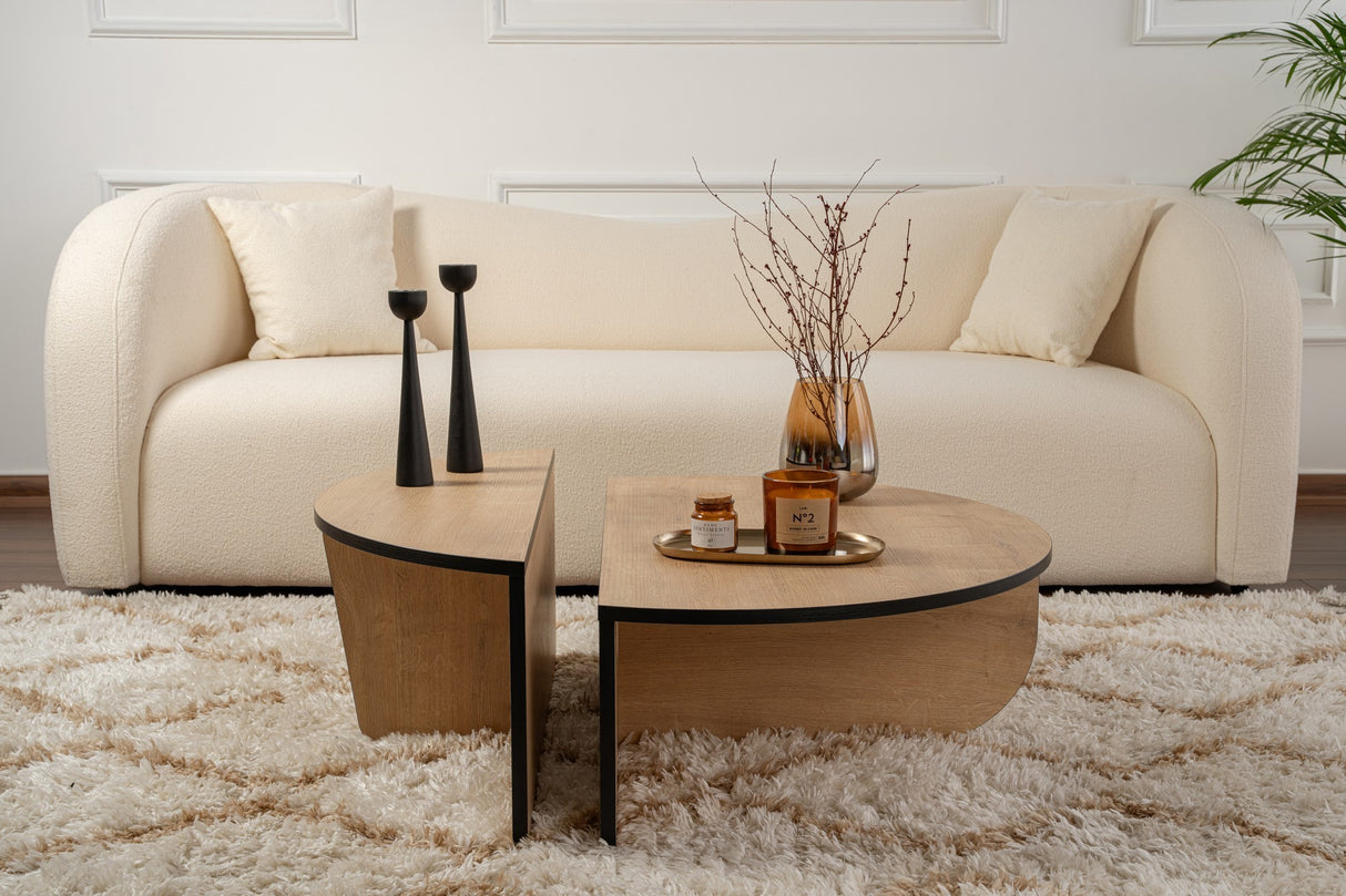 Salontafels - Salontafel Rond 85 cm Naturel Eikenlook Melamine Orin - Dimehouse
