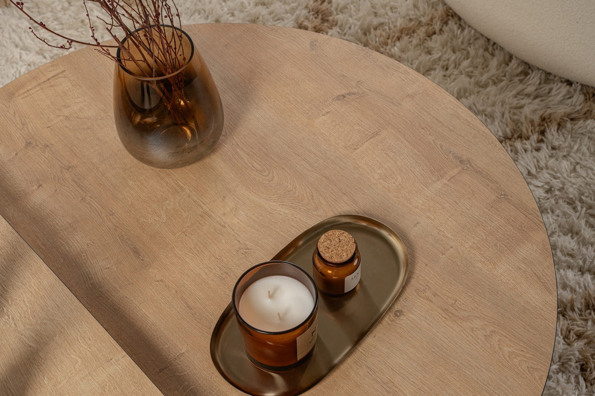 Kaffeetisch Rund 85 cm Natur Eichenoptik Melamin Orin