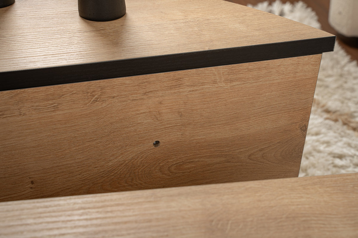 Kaffeetisch Rund 85 cm Natur Eichenoptik Melamin Orin