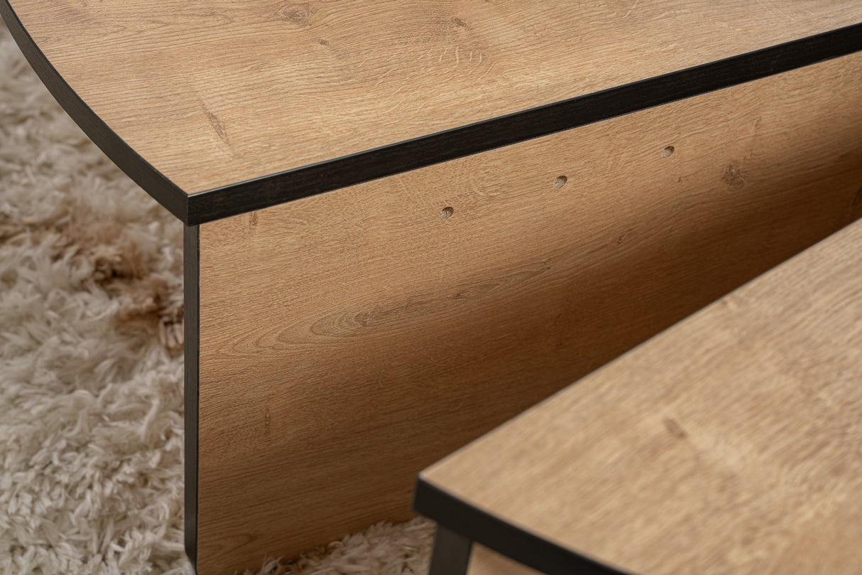 Kaffeetisch Rund 85 cm Natur Eichenoptik Melamin Orin