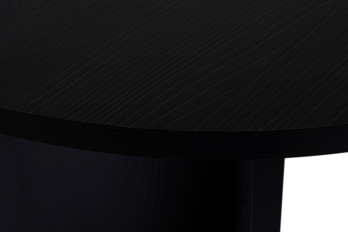 Ovaler Esstisch aus schwarzem Melamin – Japandi – 180 x 89,5 x 75 cm – Sota